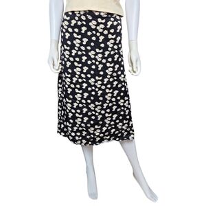 REALISATION PAR | Black Daisy Floral Print Midi Skirt in Size Small